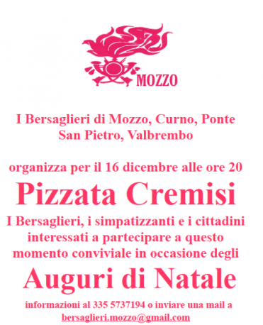 Bersaglieri Mozzo: S. Natale 2011, pizzata cremisi il 16 dicembre. « blog del Bersagliere