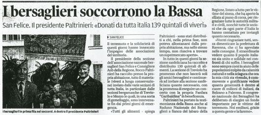 Bersaglieri: da #SanFelice il grazie anche a Mozzo da parte dei terremotati « blog del Bersagliere