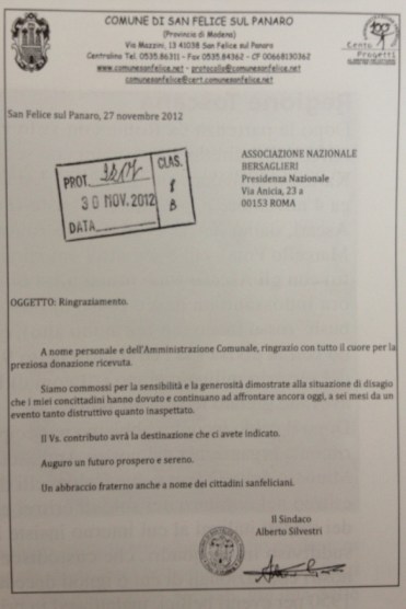#SanFeliceSulPanaro: il Sindaco ringrazia tutti i bersaglieri. | blog del Bersagliere