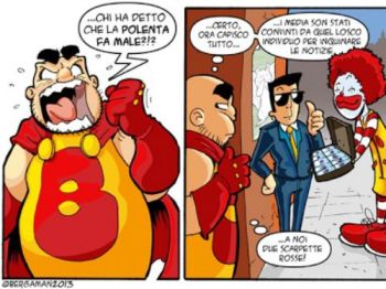 Bergaman interviene sulla polenta Un fumetto per fugare ogni dubbio - Cronaca - L'Eco di Bergamo - Notizie di Bergamo e provincia