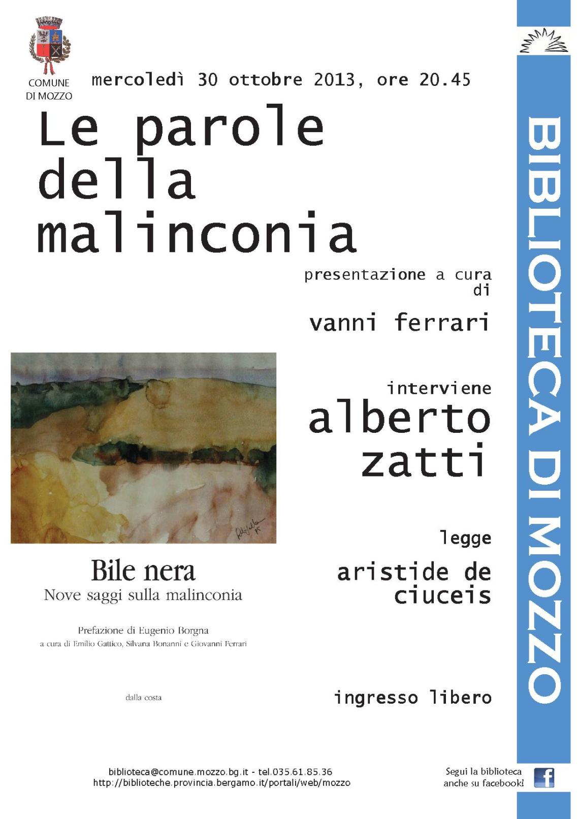 LE PAROLE DELLA MALINCONIA - ::: Rete Civica del Comune di Mozzo :::