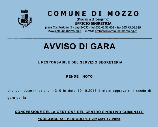 bando gestione colombera