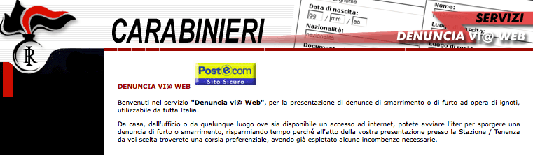 denuncia furto carabinieri